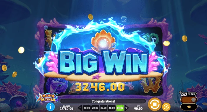 Manta Mayhem - Großer Gewinn in Freispielen mit x10 Multiplikator